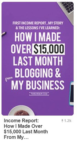well-designed pin of a blog income report