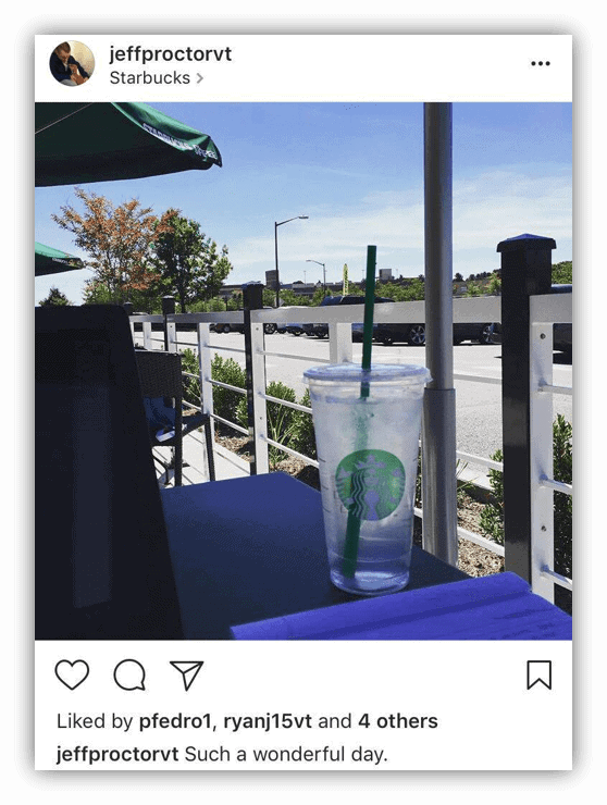 Instagram image working outside at Starbucks