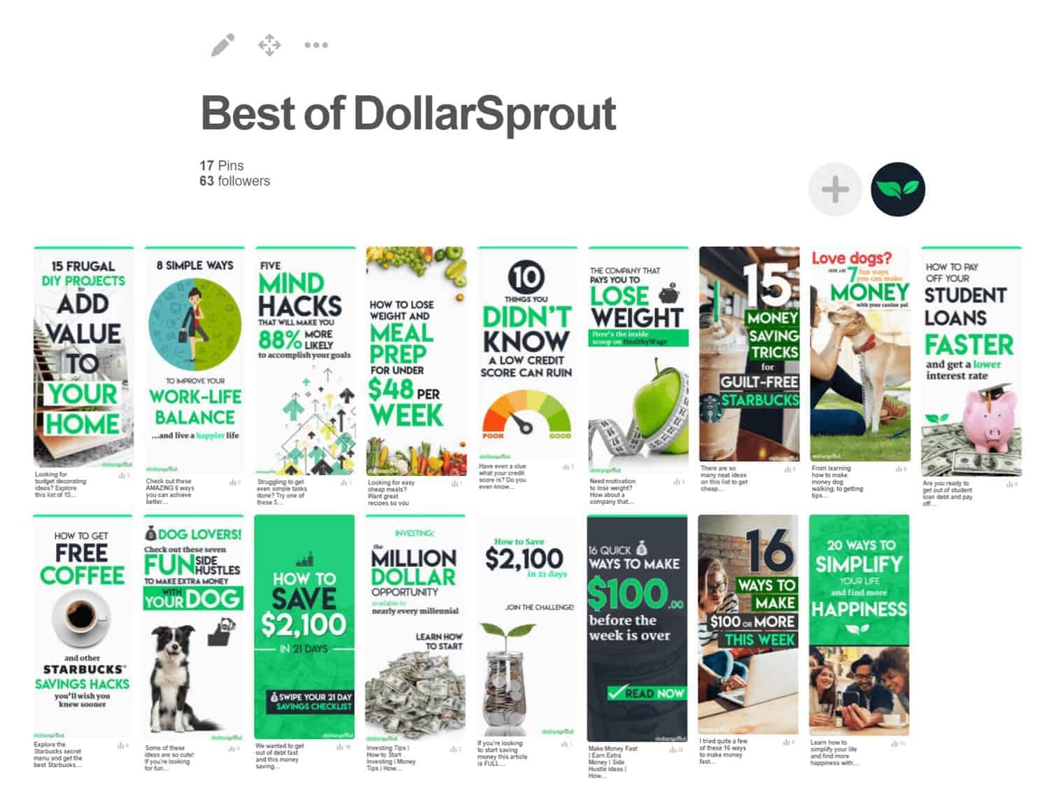 Branded DollarSprout Pinterest Board