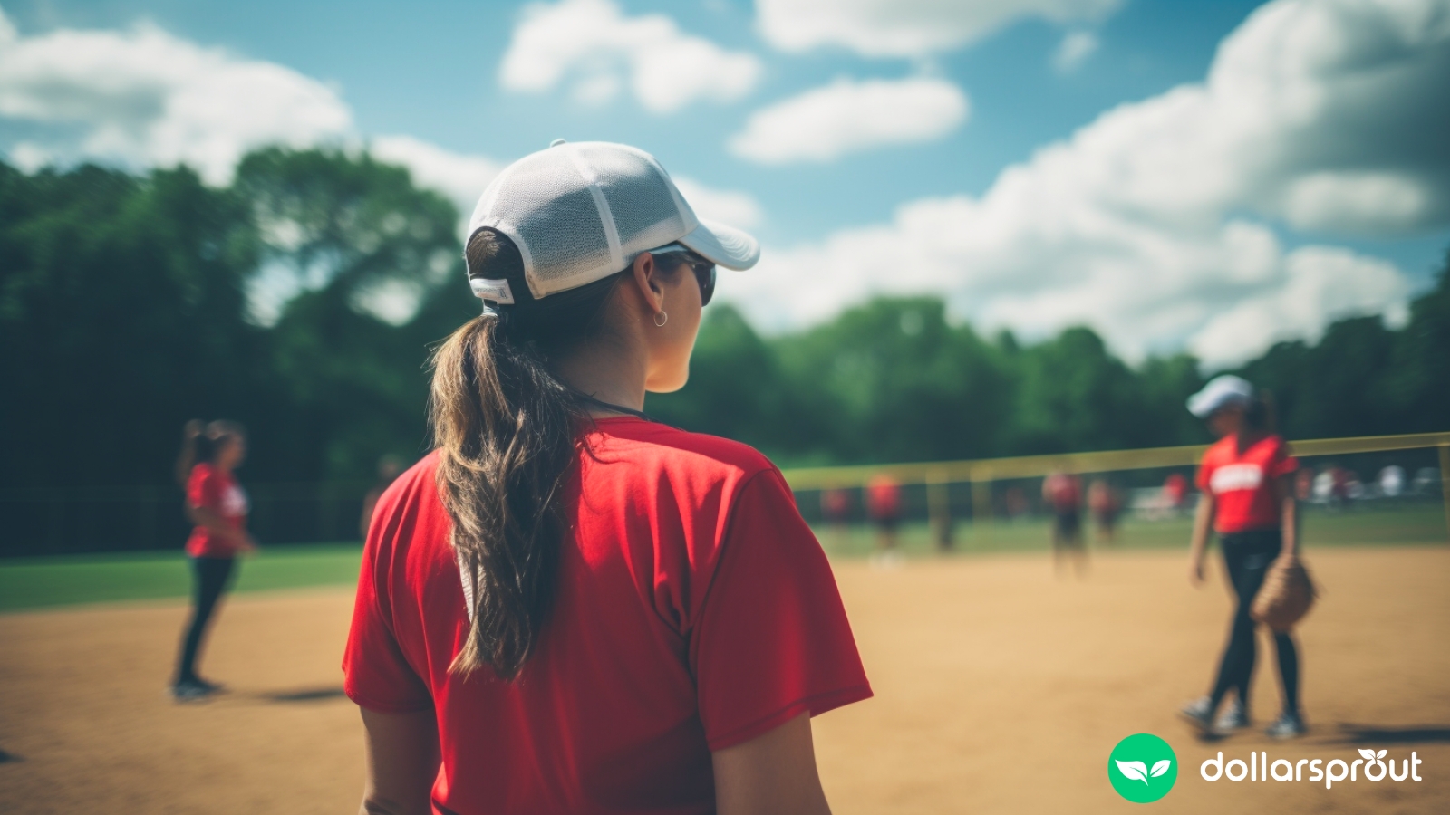 A recreational adult softball game, laid back, fun, and casual.