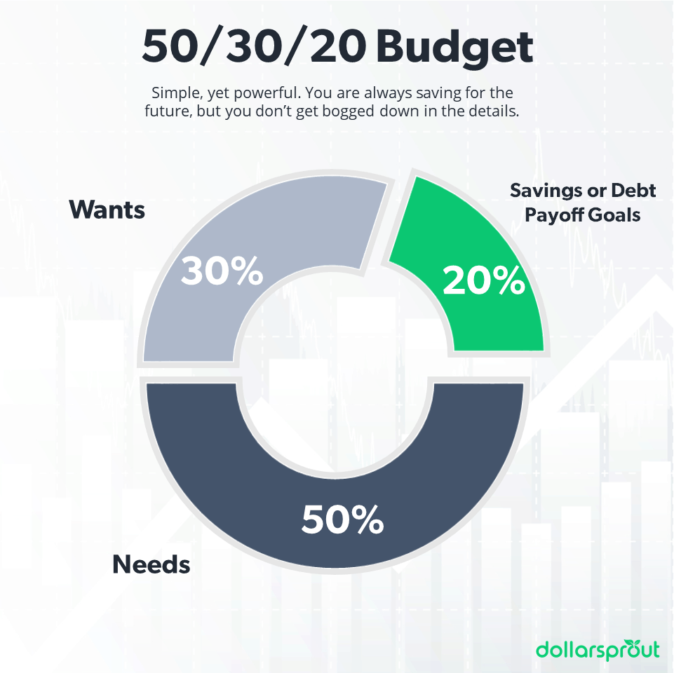 Diagram showing the different spending categories for the 50/30/20 budget