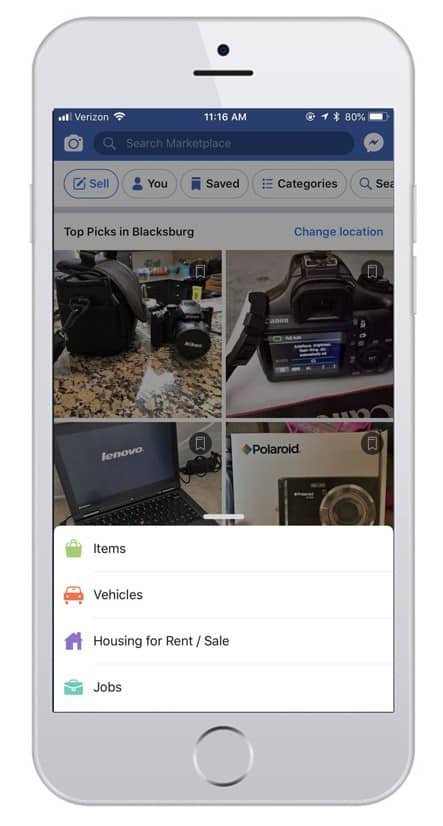 quick sell app: Use the Facebook marketplace to buy and sell stuff locally