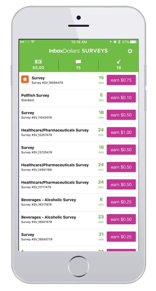 inboxdollars survey app screenshot