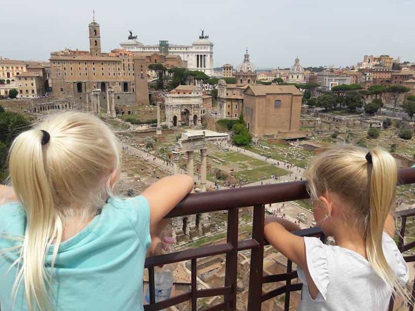 Holly Johnson’s children overlooking the city of Rome, a view made possible by the flexibility of her freelance writing career.