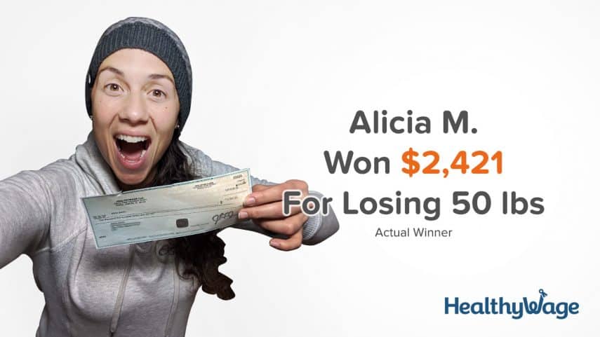 alicia m. won $2,421 for losing 50 lbs with her weight loss bet