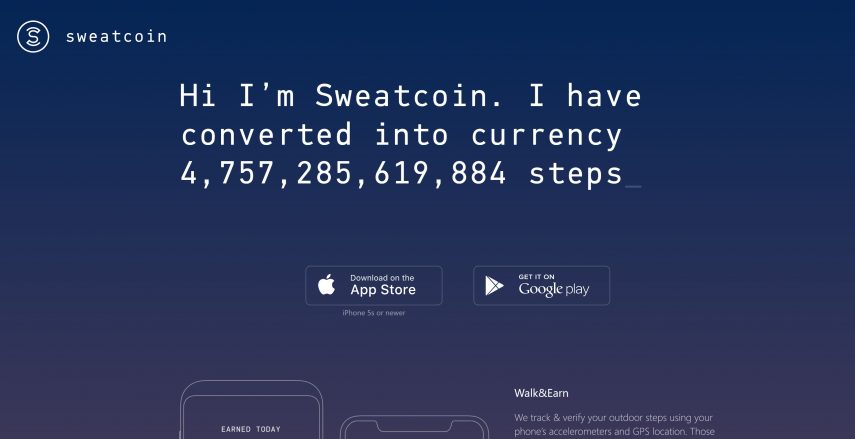 Página inicial do Sweatcoin