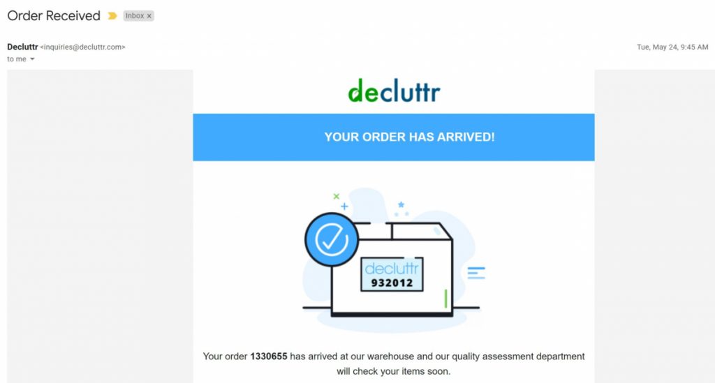 decluttr shipment received