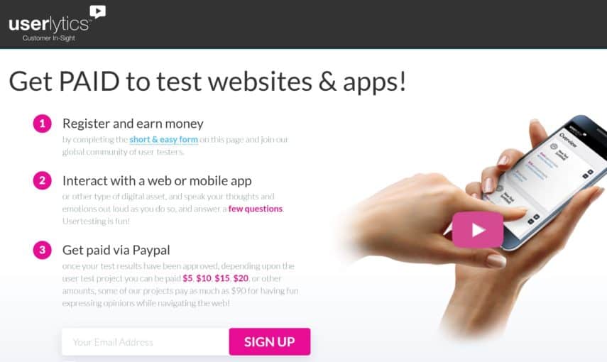 get paid to test websites with userlytics