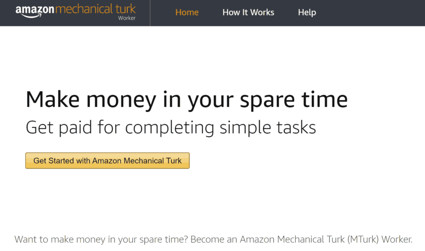 amazon mechanical turk (mturk) homepage