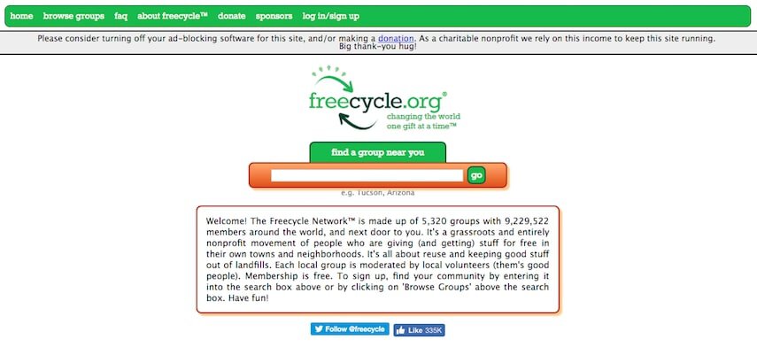 freecycle network homepage