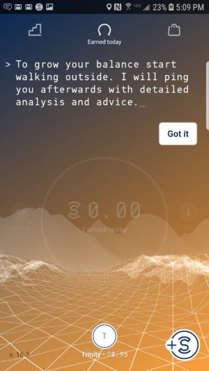 Sweatcoin app dashboard