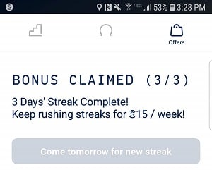 Sweatcoin offers daily bonus streaks