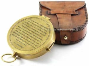 Vintage Brass Compass with Handmade Leather