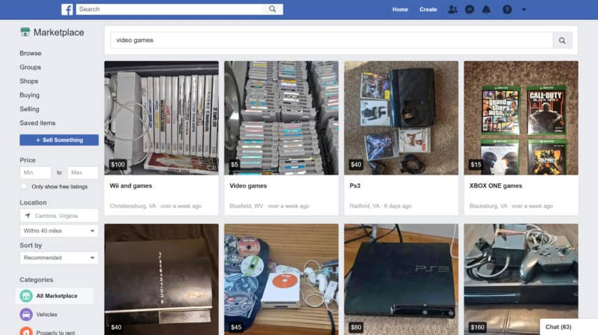 facebook marketplace is a great place to sell video games and game consoles for cash at locations near you