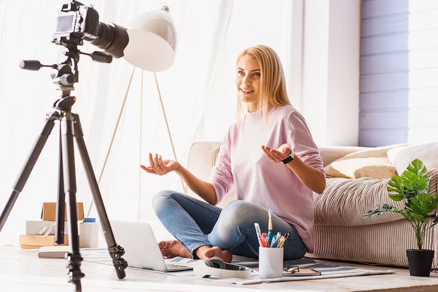 woman entrepreneur filming video