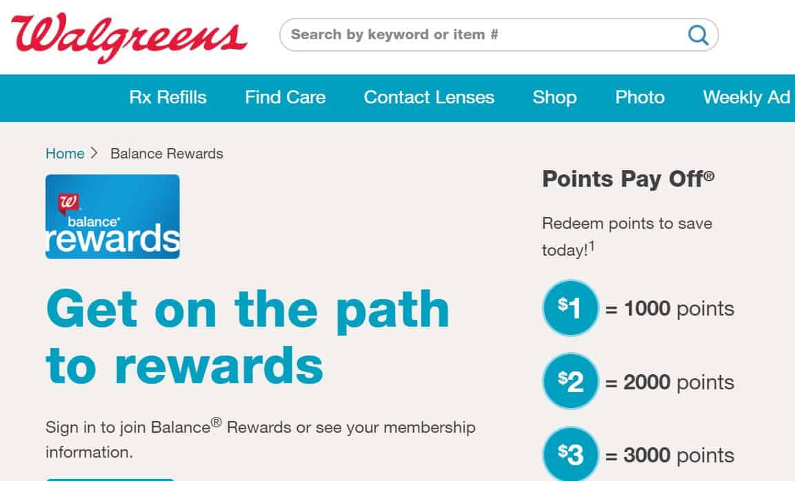 Walgreens balance rewards