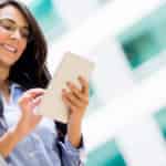 woman using bill negotiator app on smartphone