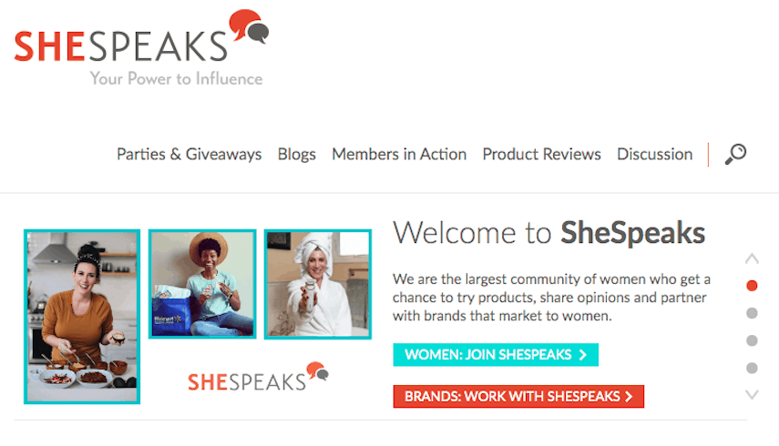 SheSpeaks Homepage