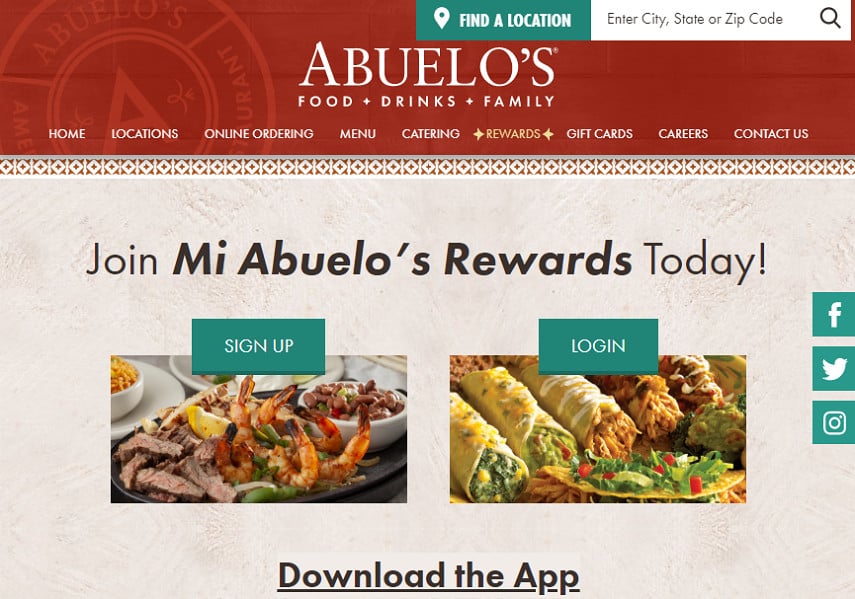 Abuelo's rewards program