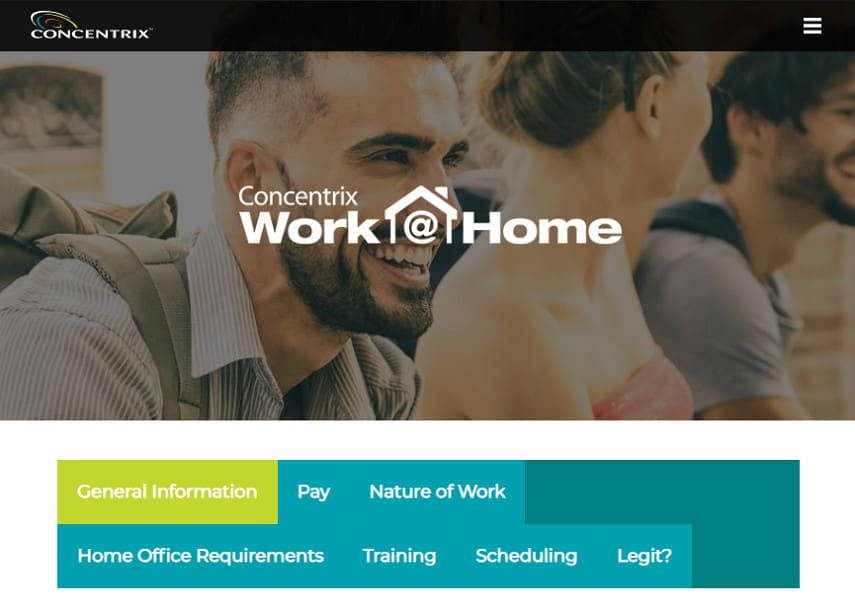 Concentrix work from home jobs page