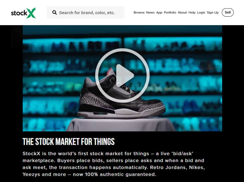 StockX homepage