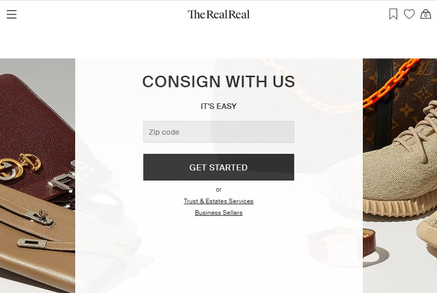TheRealReal homepage