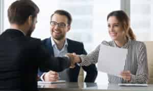 employers reviewing interviewees skills on resume