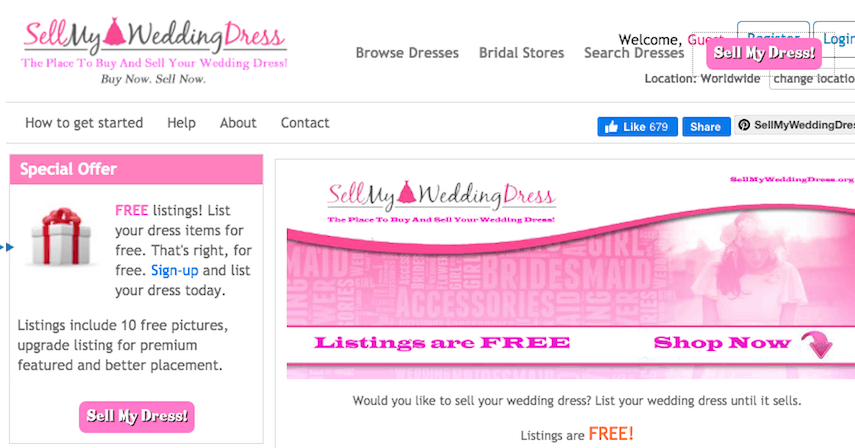 sell your wedding dress online for free