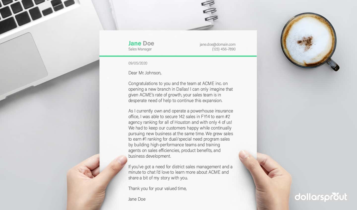 cover letter sample mockup