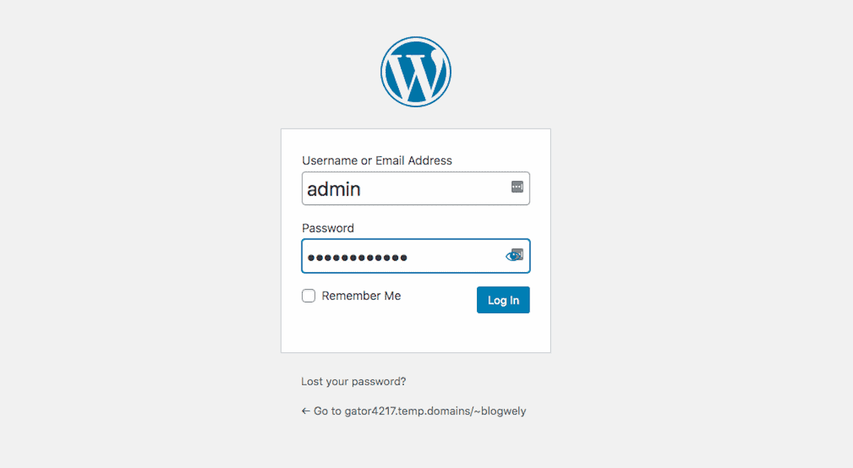 WordPress Login page