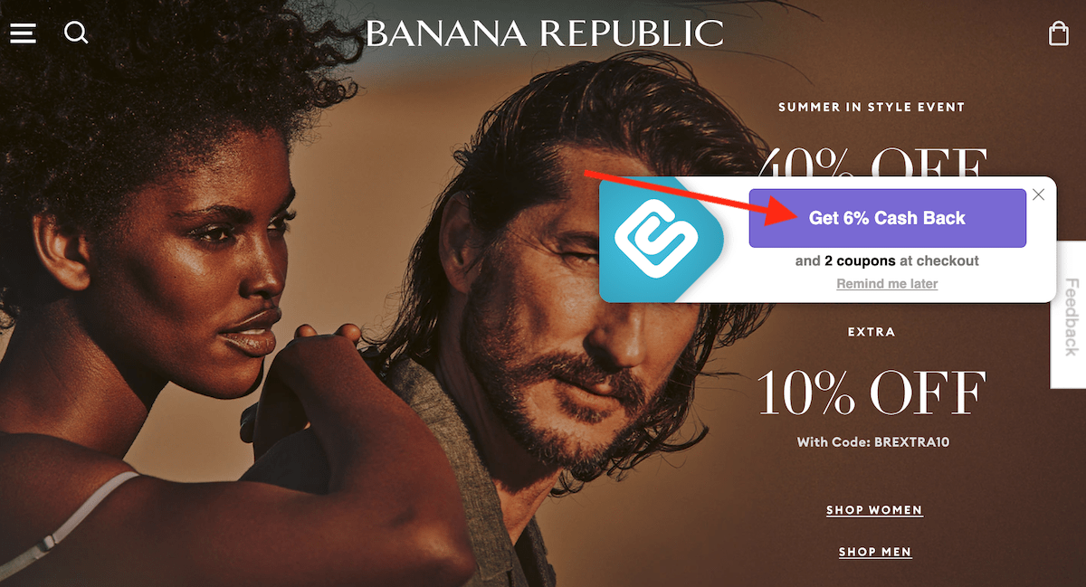 Swagbucks SwagButton on Banana Republic