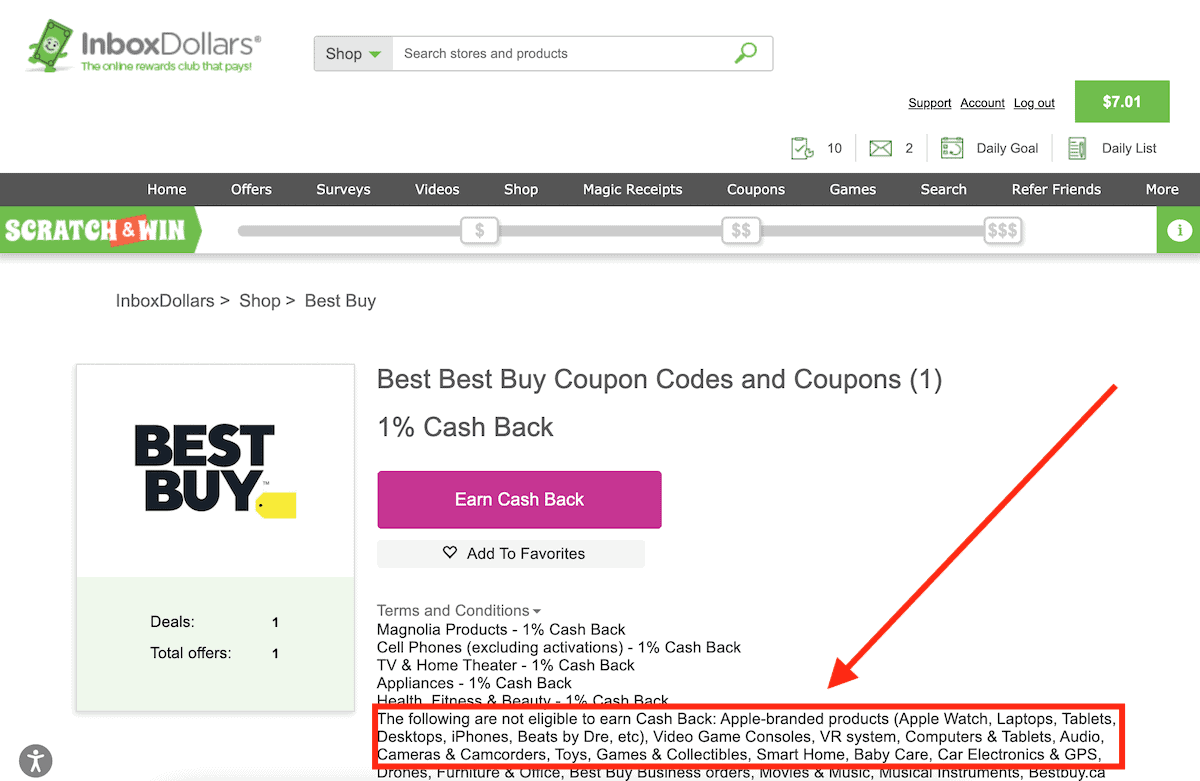 InboxDollars Best Buy Cashback Shopping Terms