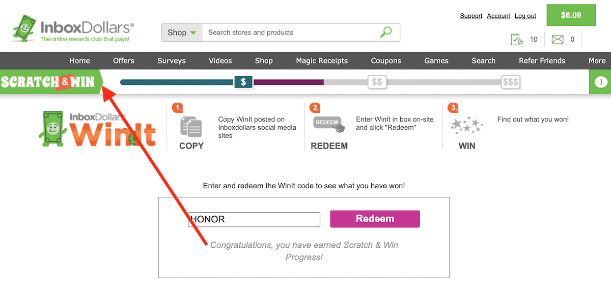 InboxDollars WinIt Code