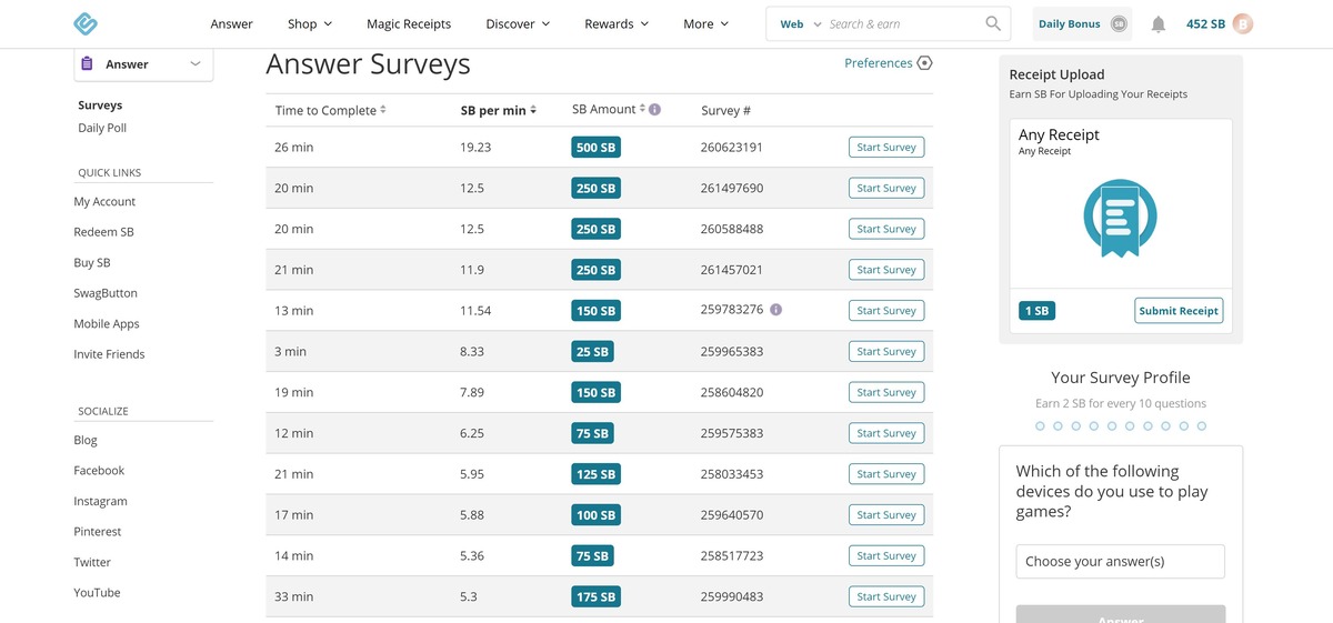 swagbucks answer surveys