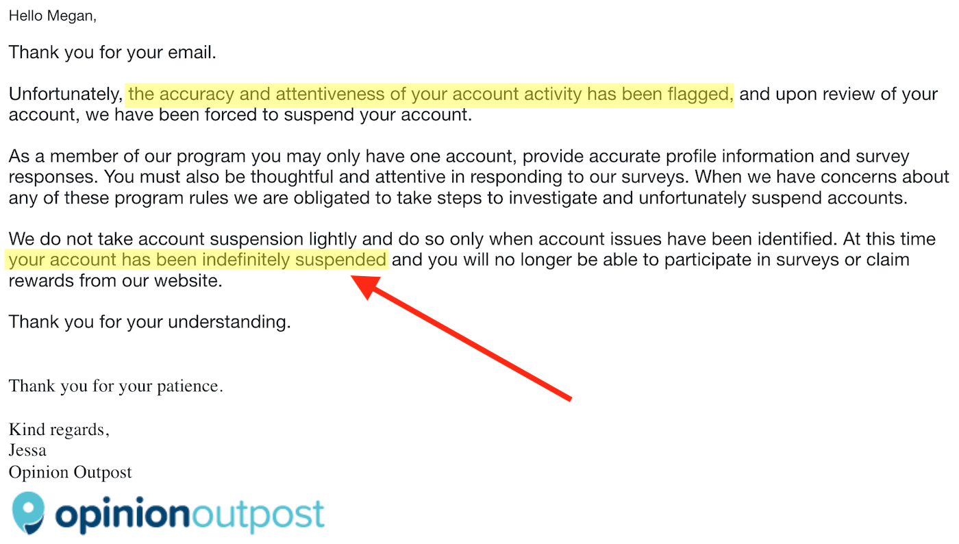 Opinion Outpost Account Banned Email