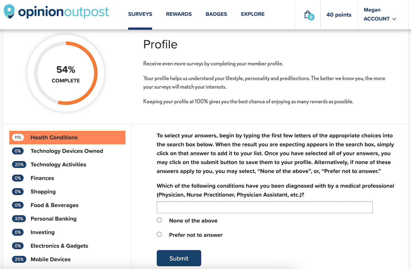 Opinion Outpost Profile Surveys