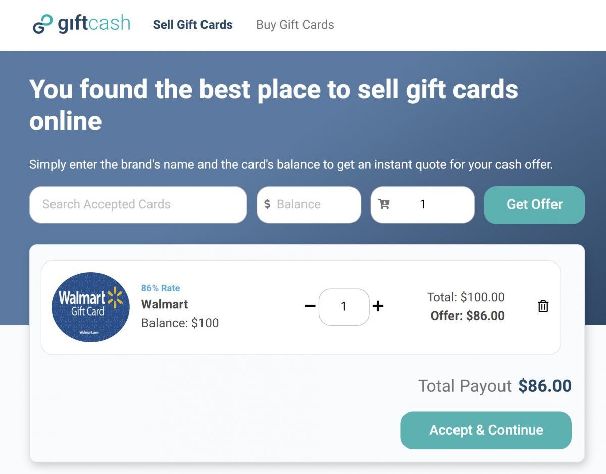 sell gift cards online with giftcash