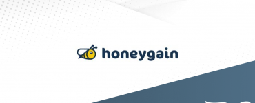 Honeygain logo on a textured background with DollarSprout leaf logo in the corner