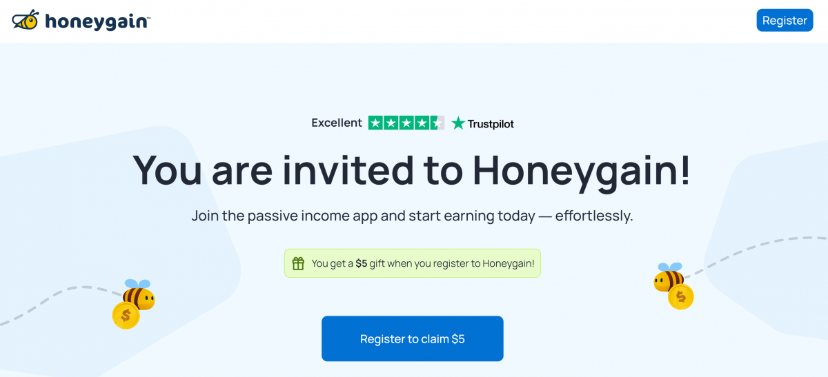 honeygain referral link and $5 welcome bonus