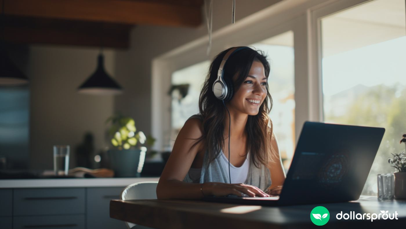 A confident young woman working from home as a virtual assistant.