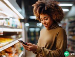 woman using apps like ibotta to earn cash back on groceries