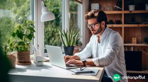 man works at data entry job from home