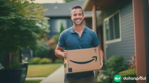 man carrying amazon box