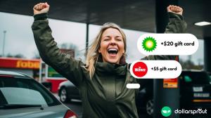 woman uses free gas cards to save on fuel
