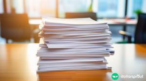 A massive stack of resumes sitting on a desk, waiting to be sifted through.