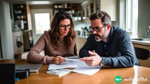 A married couple going over their finances together.