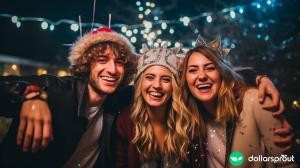 A group of friends at a New Years Eve party.