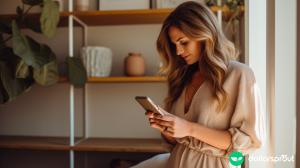 woman sorting through her phone