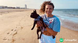 My wife, Paige, a Type 1 diabetic, on the beach with our dog.