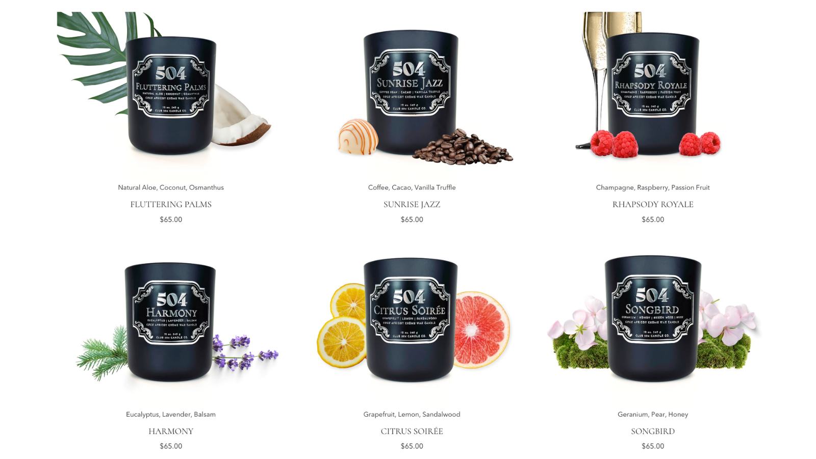 An array of product photos of my candles.